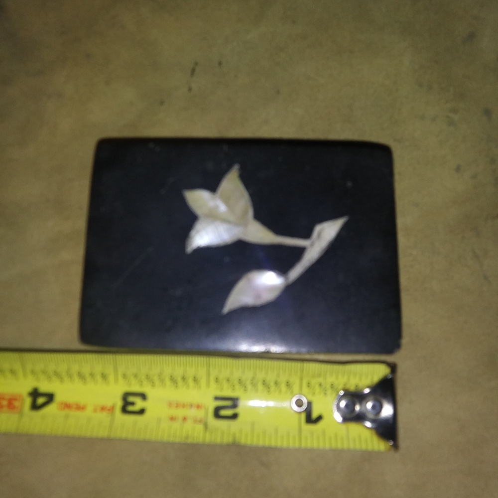 Black Stone Carved Ring Box Vintage